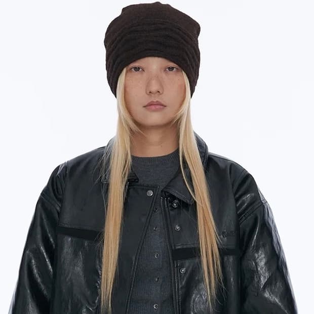 Wellbeing express 오버사이즈 립 비니 브라운