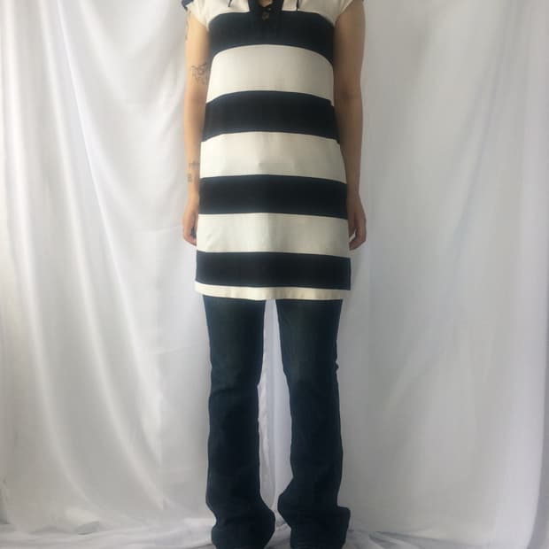 Lacoste stripe pattern lace up onepiece