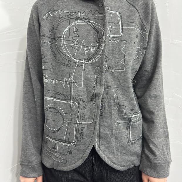 printing hood cardigan