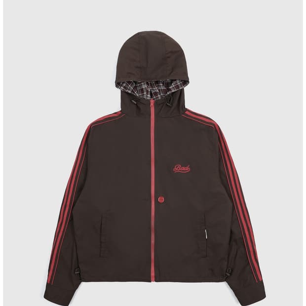 배드블러드 리버시블 후디드 윈드브레이커 체크 레드 L