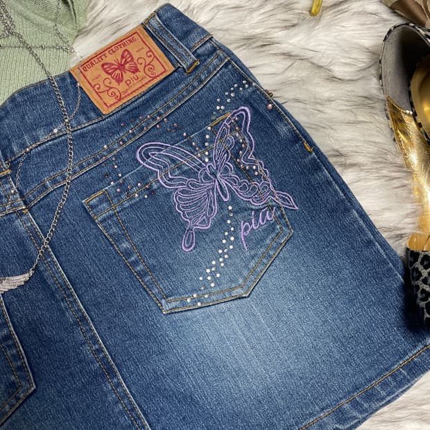 페어리 나비 butterfly 데님 스커트