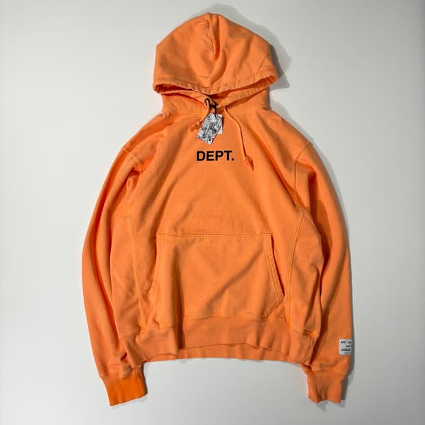 갤러리 디파트먼트 DEPT 로고 후드 티셔츠 플로 오렌지 L사이즈