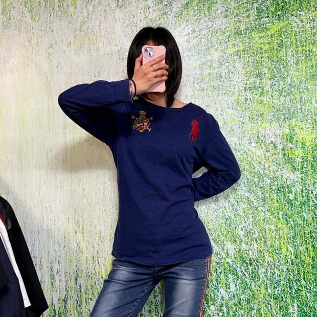 폴로 빅포니 치프키프 USA 성조기 롱슬리브 네이비 여성 XL