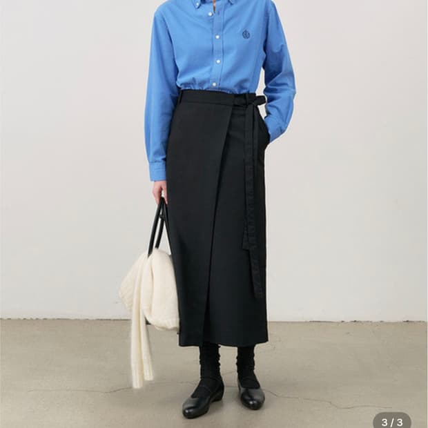 던스트 맥시 랩 스커트 블랙