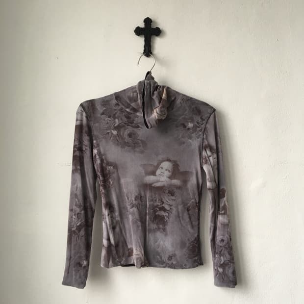 Full printing mesh high neck sleeve