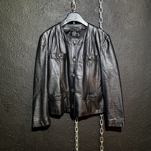 Non-Collar Leather Jacket