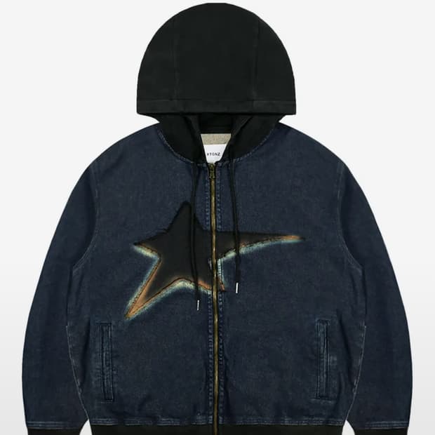 엑스톤즈 데님 후드집업