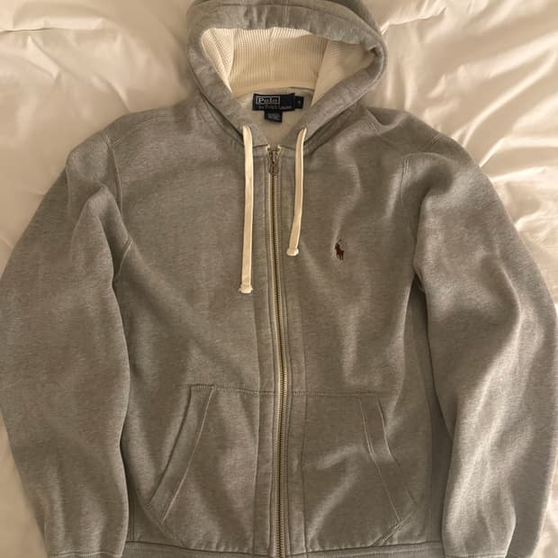 폴로 후드집업 그레이 버건디 포니