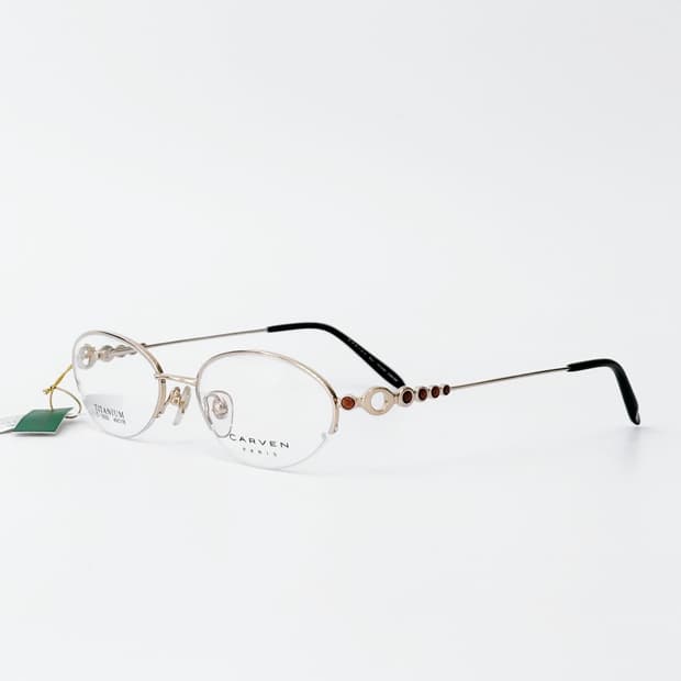 키지클럽 CARVEN 브라운 링 스톤 반무테 데드스탁 빈티지안경