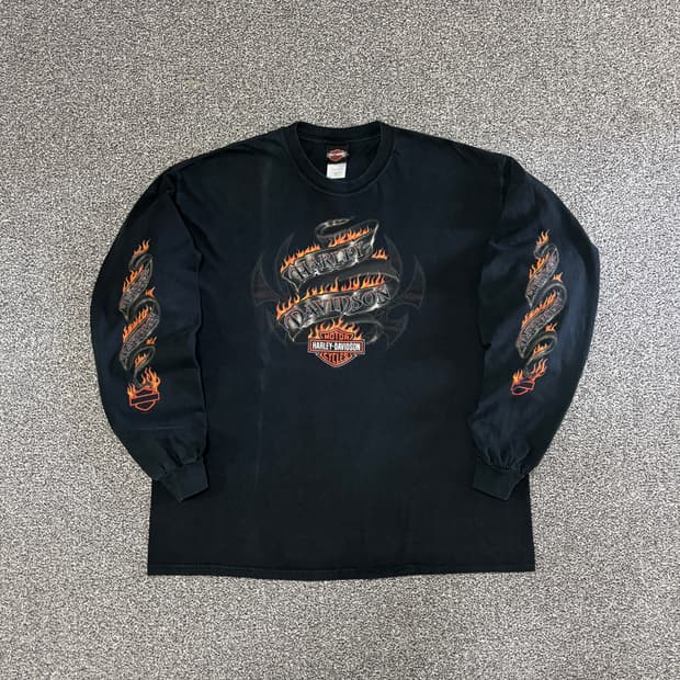 빈티지 할리데이비슨 플레임 롱슬리브 티셔츠