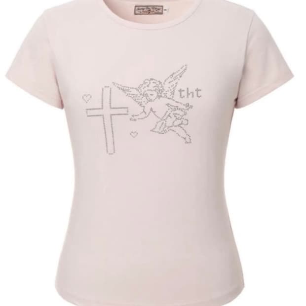 쓰리타임즈 엔젤 반팔티 핑크 