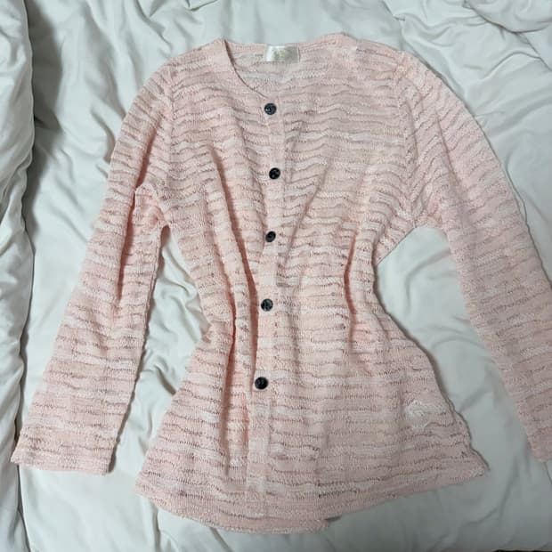 일본 빈티지 딸기우유 레이스 네트 가디건 초희귀 대대장 히메 갸루