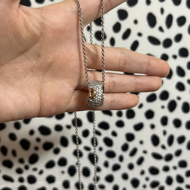 드롭 큐빅 링 목걸이 