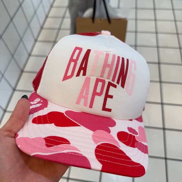 Bape 베이프 핑크 메쉬 캡 모자