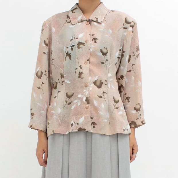 일본 빈티지 플라워 패턴 블라우스