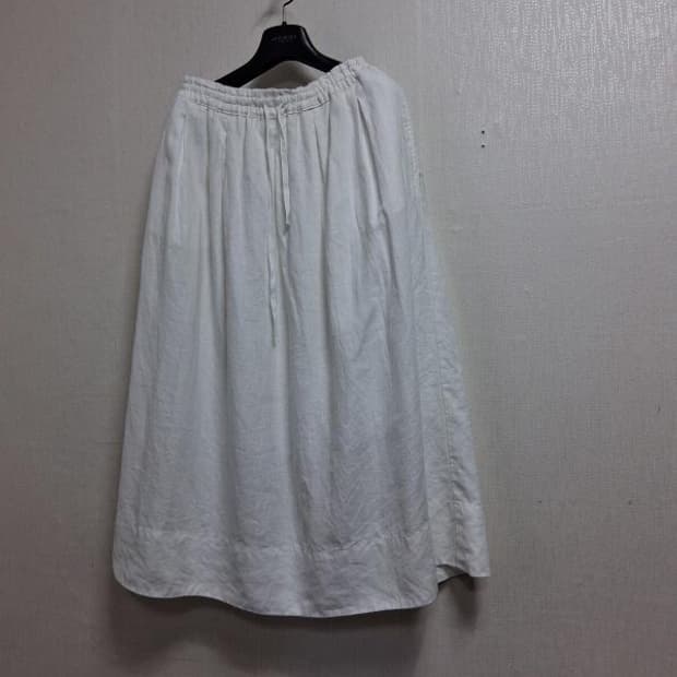 일본빈티지 vent blanc 화이트 린넨 개더롱스커트 린넨롱스커트 28