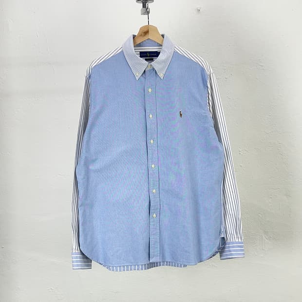 랄프로렌 스트라이프 투톤 옥스포드 클래식 핏 셔츠