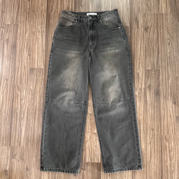Insilence dart wide denim pant MUD GREY 