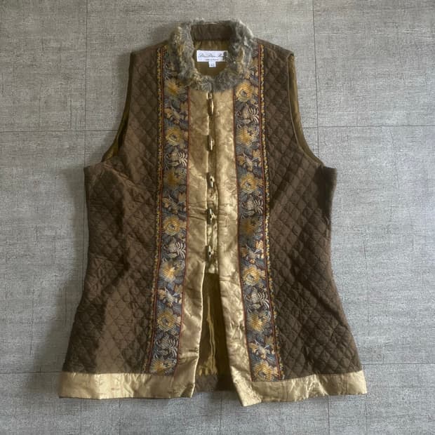 일본빈티지 Bleu 오리엔탈보헤미안 아메카지 웨스턴베스트조끼