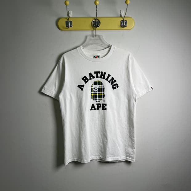 bape 베이프 체크 컬리지 반팔 티셔츠 M
