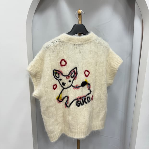 백화점판 구찌 강아지 모헤어 집업 가디건 S 