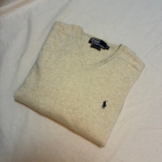 폴로 랄프로렌 브이넥 니트 아이보리