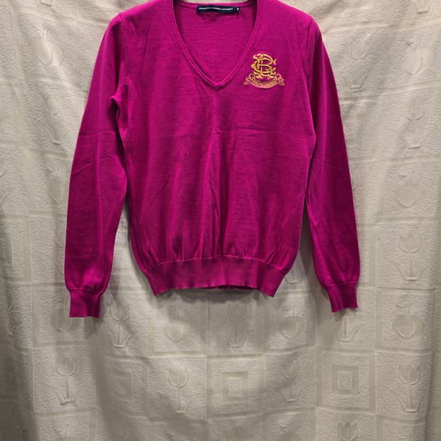 랄프로렌 스포츠 핑크 V넥 니트 티셔츠 S(55)