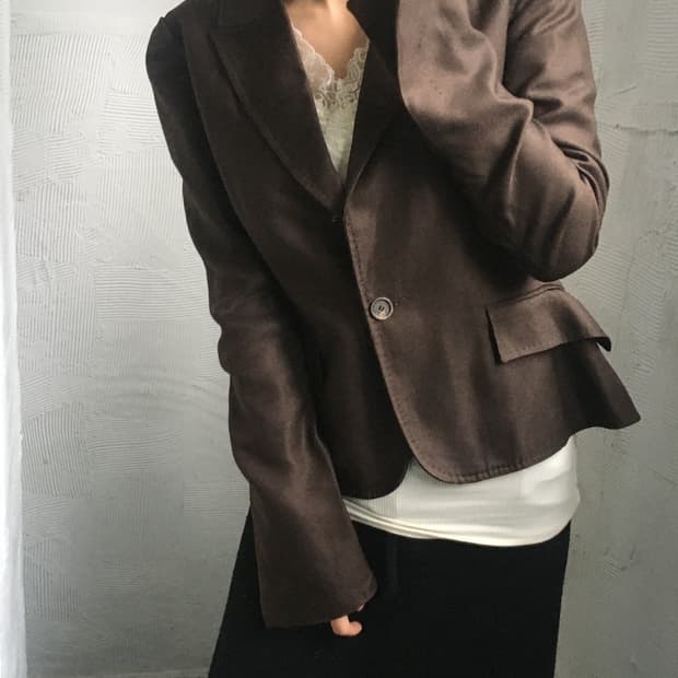 Gucci 구찌 브라운 컬러 원버튼 블레이저 