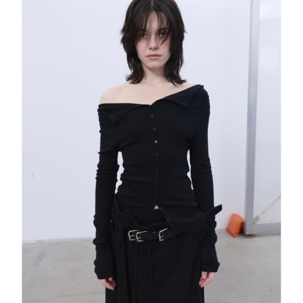 TWOWAY BUTTON-UP TOP (BLACK)