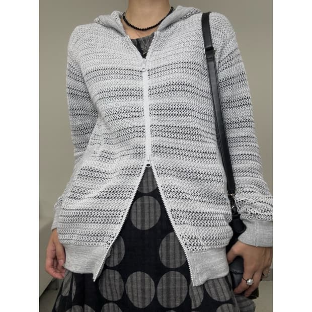 빈티지 그레이 니트 집업