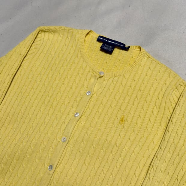 S 폴로랄프로렌 여성용 옐로우 케이블 가디건