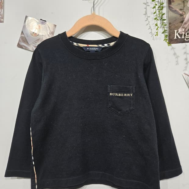 버버리 블랙 키즈 긴팔 티셔츠