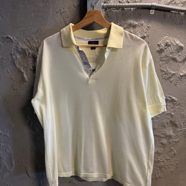 버버리 BURBERRY 골프 코튼 피케 반팔 폴로 셔츠 레몬