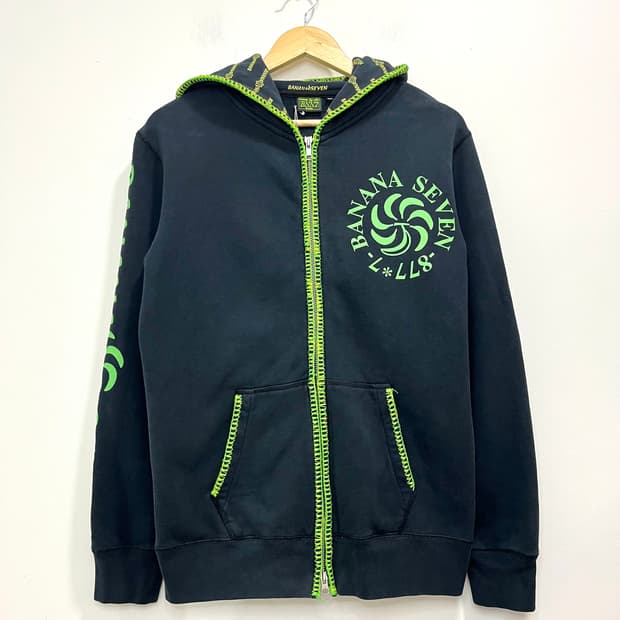 일본 빈티지 바나나 세븐 y2k 로고 프린팅 후드집업 