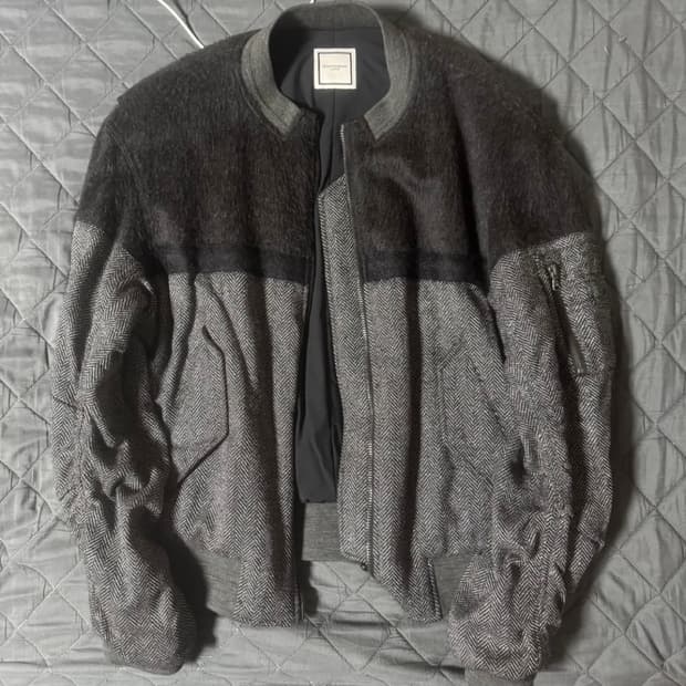 [50] 우영미 헤링본 배색 봄버 자켓