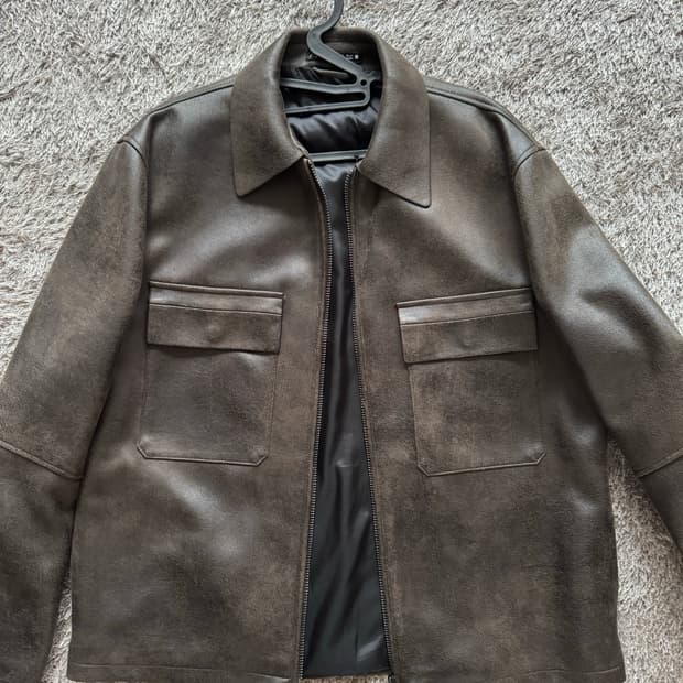 ZARA 레더 자켓 브라운 트러커핏 싸게 팝니다