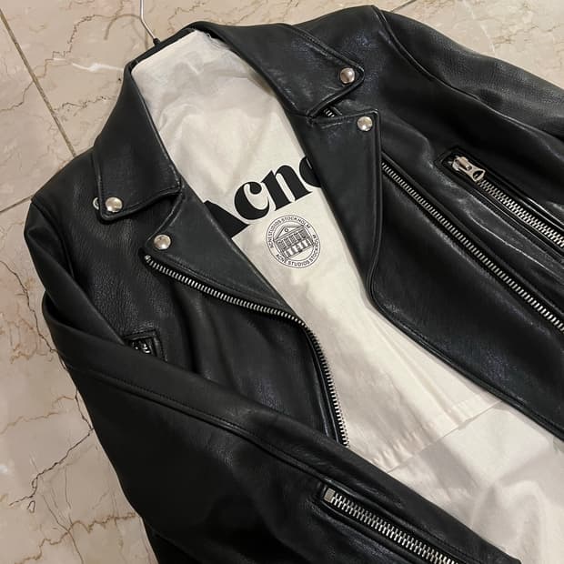 아크네 스튜디오 블랙 가죽 라이더 자켓 38 ACNE