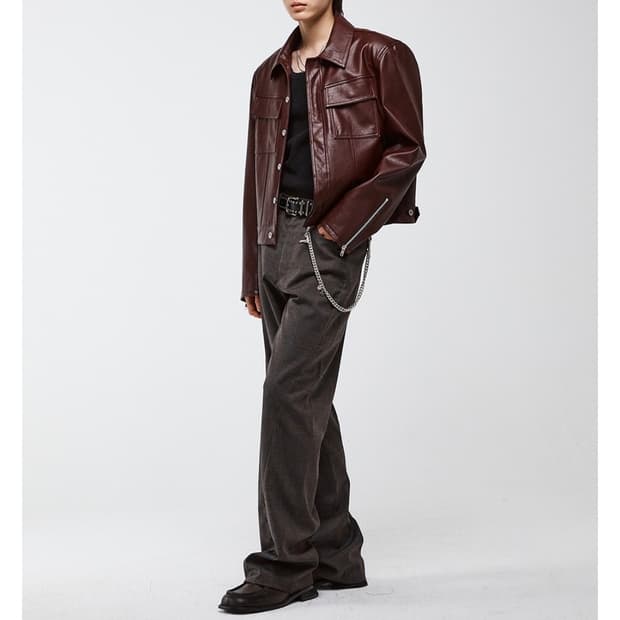 [구매글] HALEINE 버건디 트러커 레더 자켓 1사이즈