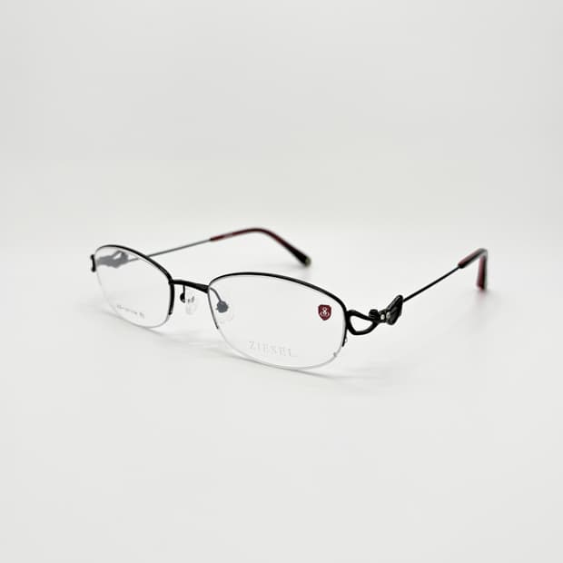 ZIESEL 큐빅 블랙 사각 반무테