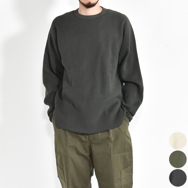 피그벨 써말 와플탑 니트 그라파이트 40size  / 3size