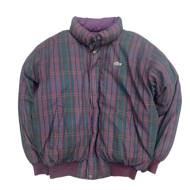 라코스테 체크 패딩 봄버 자켓