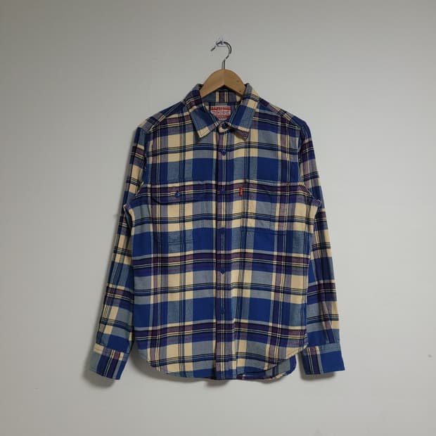 (M) LEVI'S 리바이스 블루 체크 셔츠 남방 간절기