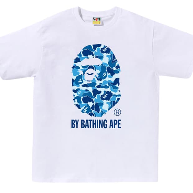 베이프 카모 바이 베이싱 반팔 화이트 블루카모