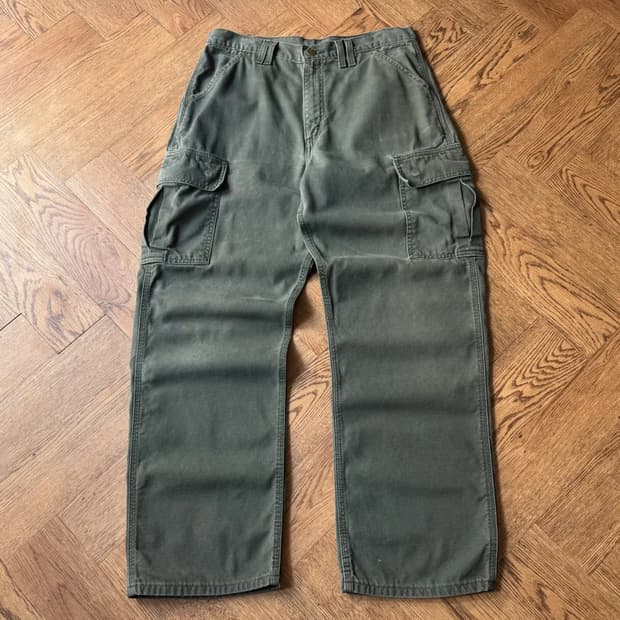 [32]00's 칼하트 B114 올리브그린 캔버스 카고팬츠