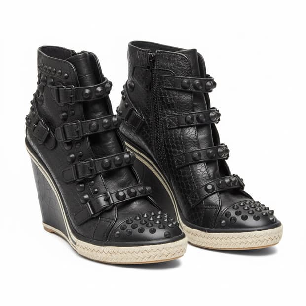 ASH 웨지힐 가죽 앵클 부츠