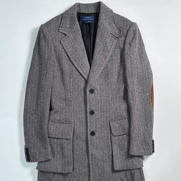 폴로 랄프로렌 우먼스 헤링본 울 코트