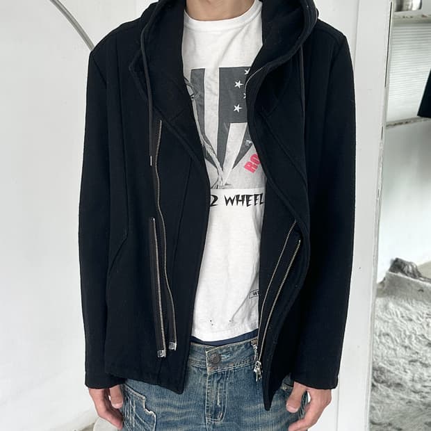 토네이도 마트 하이넥 울 후드 자켓