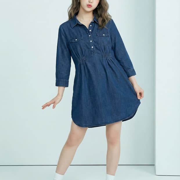 GAP 갭 데님 셔츠 원피스 청남방_L