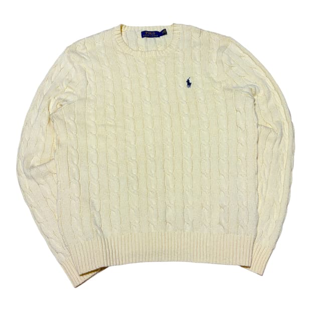 폴로 랄프로렌 아이보리 크림 케이블 니트 스웨터