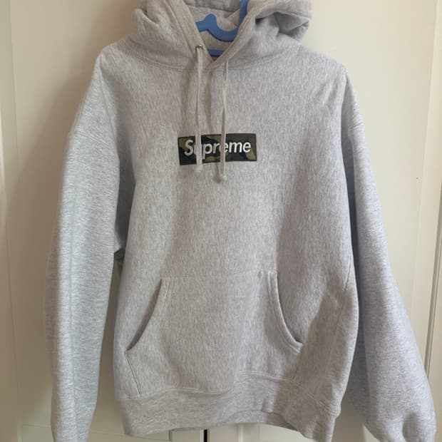 슈프림 박스로고 후드티 애쉬그레이 S